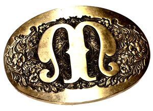 Award Design Medals Solid Brass Western Belt Buckle “M”
